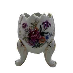 Inarco Mid Century Egg Cup Shaped Vase Hand Painted